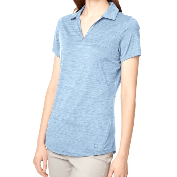 Women's Puma Cloudspun Sky Blue Collared V-Neck T-Shirt, Size L - Picture 6 of 8